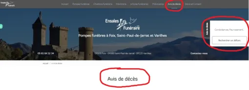 Site ENSALES FUNERAIRE